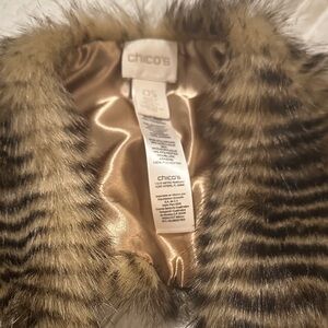 Chico's Faux Fur Striped Brown Scarf